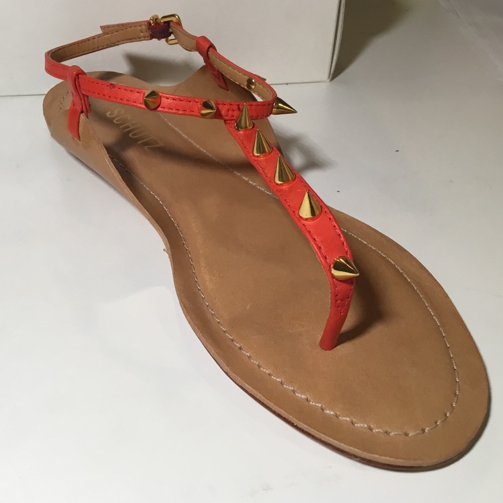Brand new SCHUTZ studded leather sole sandals Red